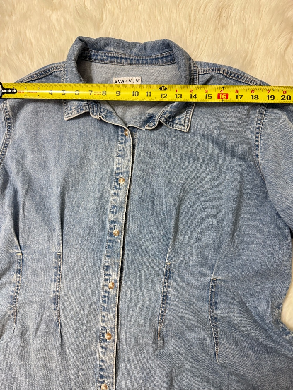Ava & Viv Women's Denim Shirt Plus Size XL Light Wash Button Up Cotton Shacket - Picture 5 of 11